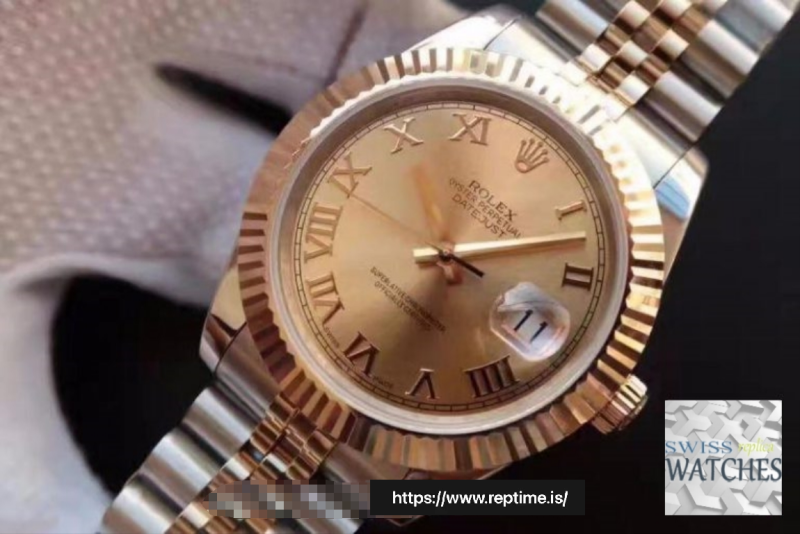 ROLEX DATEJUST GOLD DIAL 18K YELLOW GOLD 41MM SWISS REPLICA 126333.007 - Image 3