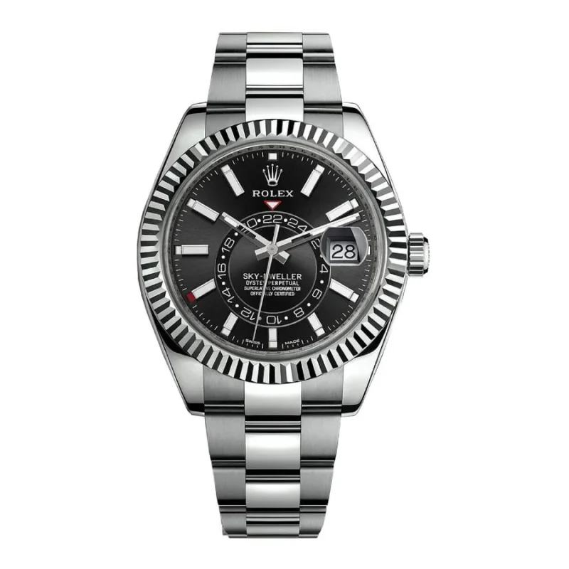ROLEX SKY DWELLER BLACK DIAL STAINLESS STEEL 42MM SWISS REPLICA 326139.1